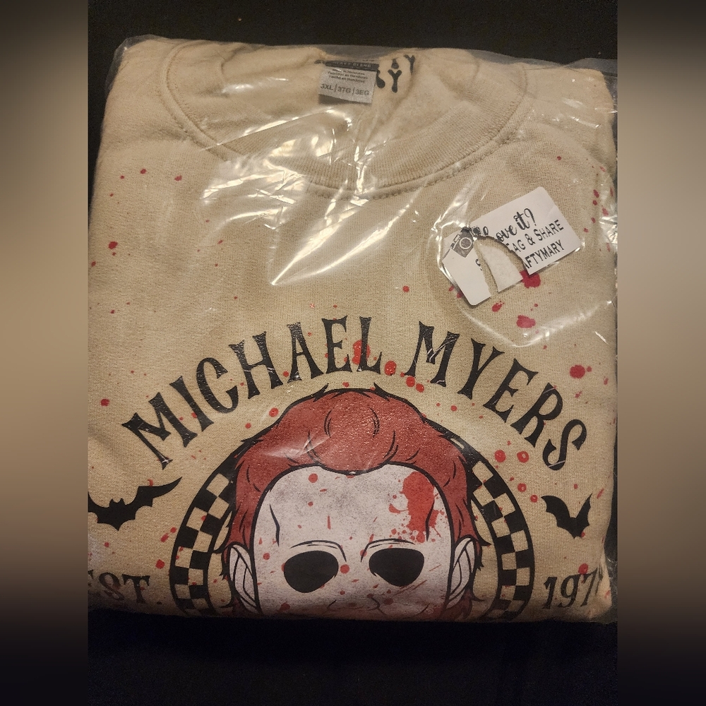 Kraftymary "Michael Myers Alyways shop, Butcher shop" Crew Handmade 3XL
